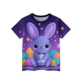 thumbnail image 5 of YOUYEDIAN 2026 Easter Girls T Shirts Funny Bunny Graphic Short Sleeve Tee Tops Festival Cute Cotton T-Shirt Outfits (Dark Purple, 11-12 Years), 5 of 5