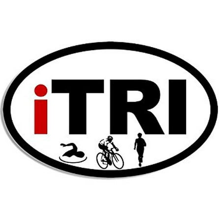 - Oval iTRI Swim Bike Run Logos Sticker Decal (i tri triathlon triathalon) 3 x 5 inch
