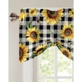 thumbnail image 3 of Tie Up Valance Curtain for Kitchen, Farm Blossom Sunflowers Rod Pocket Short Curtains Adjustable Tie-Up Shade Valances, Yellow Floral on Buffalo Lattice Window Treatment for Bathroom Living Room Bedroom, 3 of 7