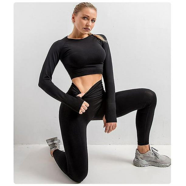 2020 Womens Knit Yoga Leggings Top Set And Leggings Set With Long Sleeves  Perfect For Sportswear, Jogging, And Fitness From Htoutdoor, $20.82