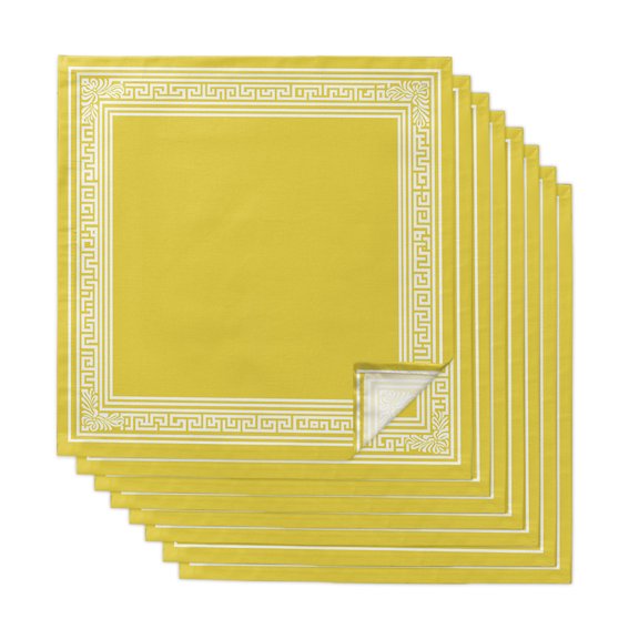 Yellow Greek Key Cloth Napkins, Geometric Greece Ancient Farmhouse Geo Washable and Reusable Dinner Napkins Set of 8, Table Napkin for Kitchen Party Birthday Wedding Hotel Housewarming 20"x20"
