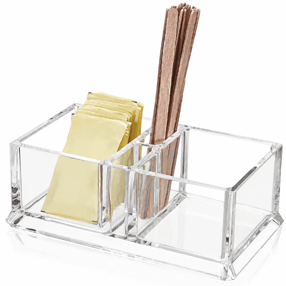 Sugar Packet Holder Acrylic Clear Food Grade Tea Bag Condiment Dispenser for Coffee Bar Countertop