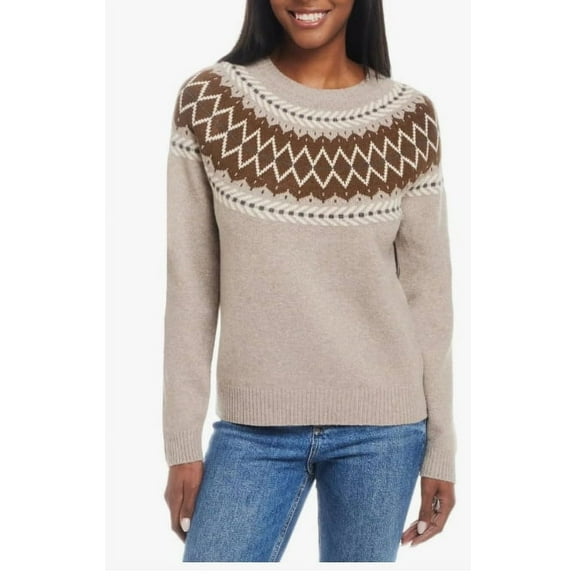 Weatherproof Vintage Women's Fairisle Ribbed Cuffs & Hem Sweater - XS