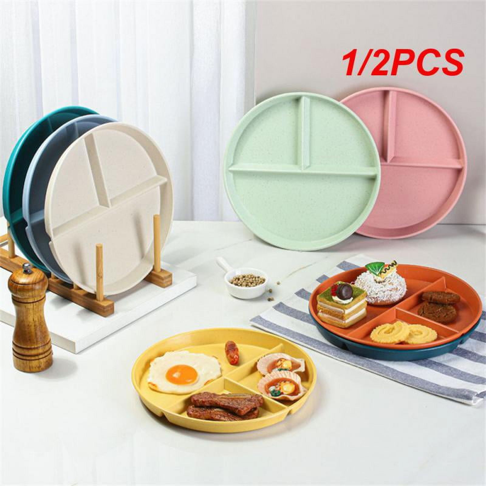 1/2PCS Food Dish Round Square Home Kitchen Reusable Dinner Plate
