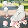 thumbnail image 4 of SHIBAILI Light up Roller Skates for Unisex Adult Teen,White Cartoon,Free Skate,Pink flash wheel(Women7.5/Men6.5), 4 of 8