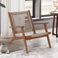 thumbnail image 5 of JOIVI Acacia Wood Patio Chair Set of 2, Modern Accent Chairs with Armrest, Reading Armchair with Rope Woven Backrest and Seat for Porch, Balcony, Living Room, Garden, Beige, 5 of 8