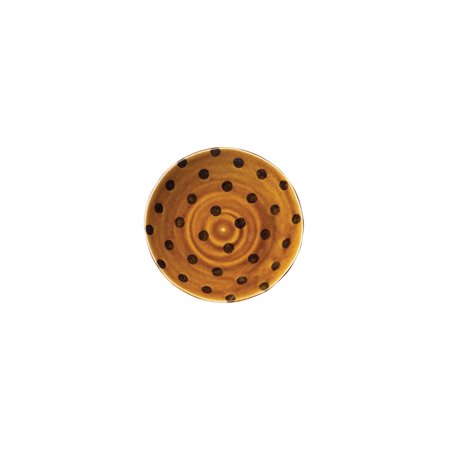 Creative Co-Op Hand-Painted Brown Porcelain Bowl with Dark Brown Polka Dots (Set of 12 Bowls)