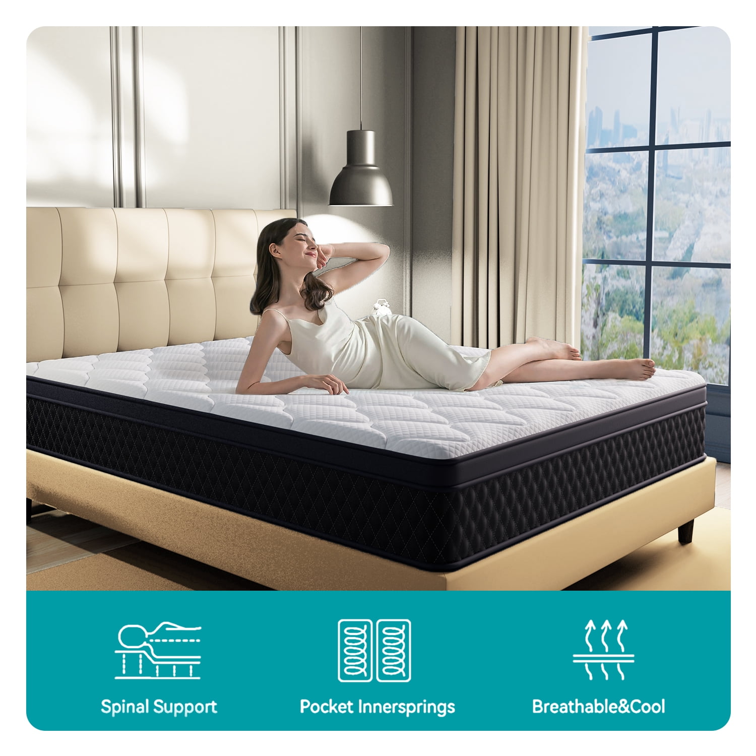 EDX 12 Inch Full Mattress and Spring Hybrid Foam for Pressure Relief, CertiPUR-US Certified Mattresses with Durable Support, Mattress in a Box, Medium Firm