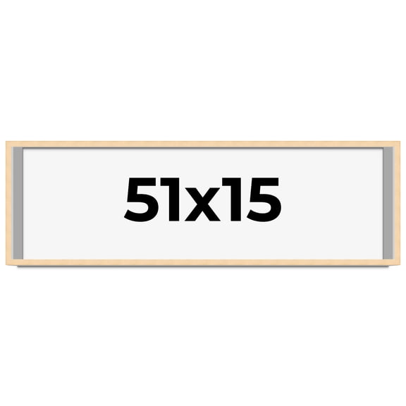 51x15 Frame Natural Wood Picture Frame | 0.75 Inch Moulding Width | with UV Acrylic Plexiglass,