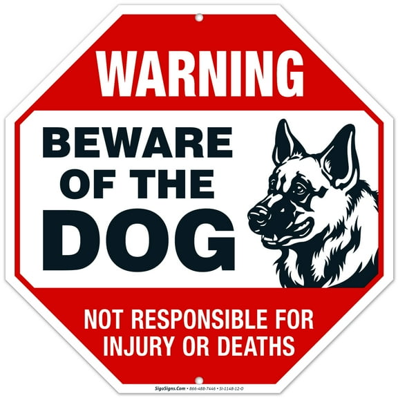 Beware of Dog Sign German Shepherd, Dog Warning Sign, 12x12 Aluminum