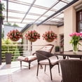 thumbnail image 4 of Artificial Hanging Flowers,Little Lilies Flowers with 12 inch Flowerpot Centerpieces,Fake Little Lilies Hanging in Coconut Lining Hanging Baskets for Outdoors Courtyard Decor(Deep Pink), 4 of 6