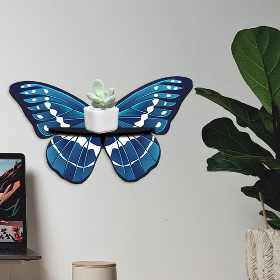 Fancyes Wooden Butterfly Wall Shelf Storage Shelf for Bedroom Home Bathroom B