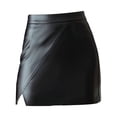thumbnail image 1 of Sonducket otoño invierno cuero bodycon irregular mini ropa delgada cintura alta moda una línea vestido compras negro / Type3 NO3, 1 of 6