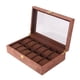 thumbnail image 2 of Caja para reloj de pared, estuche para relojes de pared de 10/12", con cerradura, para guardar joyas Grano de palisandro de 12 ranuras, 2 of 8