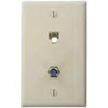 Leviton Telephone 6P4C Plates & F-Connector Wall Jack (Light Almond) Home Audio Crossover, Beige (40259-T)