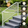 thumbnail image 2 of BuySphere Handrails for Outdoor Steps, Black Wrought Iron Handrail Fits 3 or 4 Steps, Transitional Handrail with Installation Kit, Stair Railing for Concrete Steps or Wooden Stairs,4-5 steps,White, 2 of 14