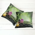 thumbnail image 2 of Ambesonne Spa Themed Throw Pillow Cover 2 Pack, Orchid Leaves and Rocks, 16", Apple Green and Fuchsia, 2 of 6