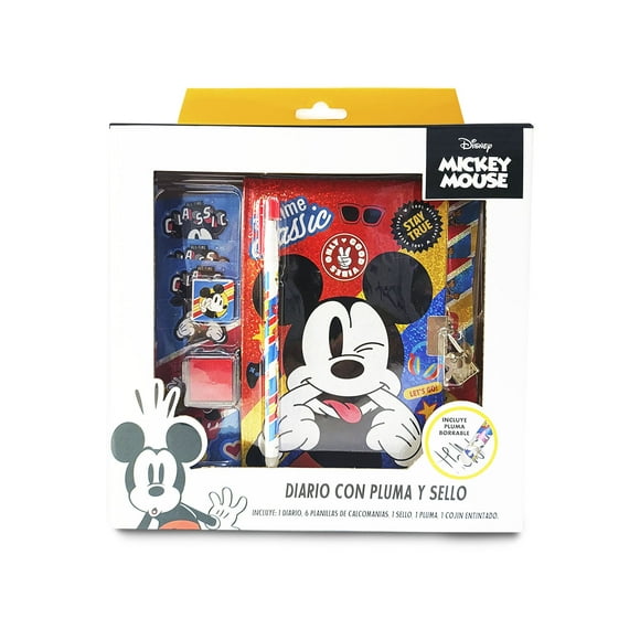 Diario con pluma y sello Mickey Mouse