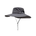 thumbnail image 2 of Only Moment Dark Gray Wide Brim Sun Hat with Wind Lanyard nylon Lightweight Sun Hat Packable Foldable Waterproof Beach Hiking Hat A, 2 of 4