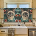 thumbnail image 2 of Yayeee Kitchen Curtains Tier Set of 2 Light Filtering 57"x24" Over Sink Window Panels, Flowers and Cat, 2 of 7