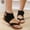 Black, variant on KBODIU Women's Roman Sandals Summer Beach Thong Flat Sandals Black 36