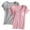 zc-Pink, variant on Women Built-in Bra T Shirt Top Plus Size Short Sleeve U Neck Basic Tees Casual Ribbed Knit Fitted Going Out Tops 2 Pack