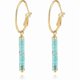 thumbnail image 1 of Chenchen Gold Huggie Hoop Drop Dangle Earrings Turquoise Beads Gemstone Earrings Boho Handmade Lightweight Jewelry for Women, 1 of 1