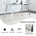 thumbnail image 6 of Dining Tables Glass Dining Table Modern Minimalist Rectangular for 4-6 with 0.31" Tempered Glass Tabletop and plating Metal Legs, Writing Table Desk, for Kitchen Dining Living Room, 51" W x 31"D x 3, 6 of 14