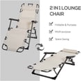 thumbnail image 5 of JERFIT Outdoor Folding Chaise Lounge Chair, 2-in-1 Adjustable Sun Tanning Chair with Pillow & Storage Pocket, Cream White, 5 of 9
