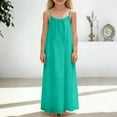 thumbnail image 2 of Kid Girls Backless Cami Dress Spaghetti Strap House Dress Green Flowy Dress Maxi Sundress Beach Dress for Girls, 2 of 6