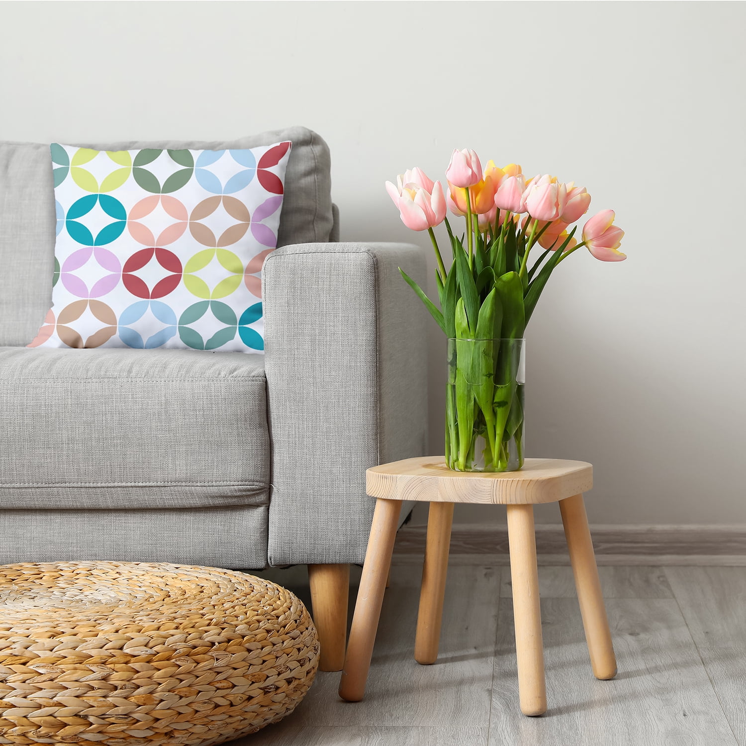Simply Daisy 18 in x 18 in Scandinavian Red Polyester Throw Pillow