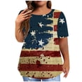thumbnail image 2 of LEEYNEER Plusclearance Basic Button-up Shirts Independence Day Fashion Misses Short Sleeve Floral Printed Round-Neck Over Sized Tops Summer T-Shirt Blouse Shirts, 2 of 6