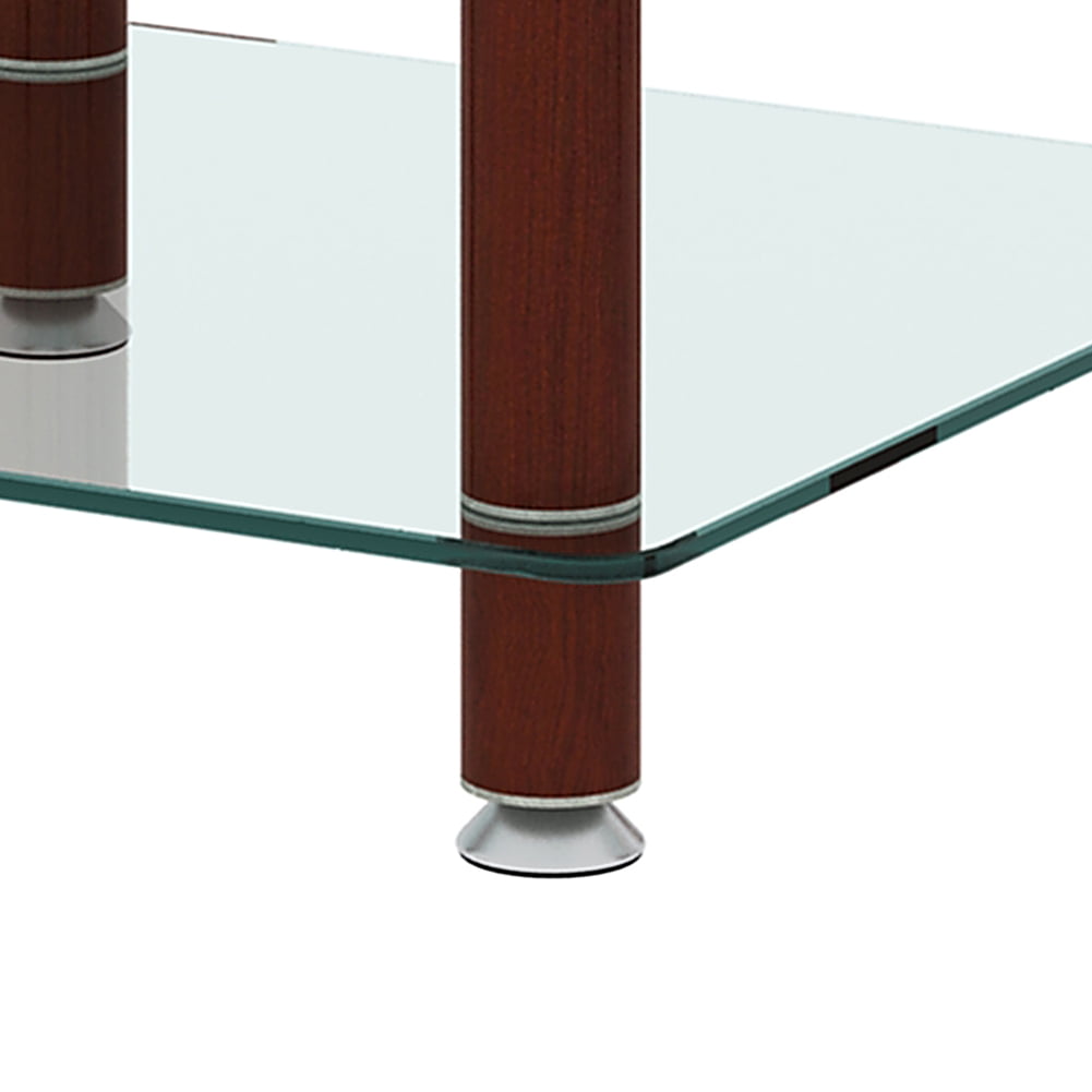 Kadyn End Table, 2-Tier Bedside Table with Storage Shelve, Side Table for Living Room Bedroom, Transparent+Walnut Kadyn End Table, 2-Tier Bedside Table with Storage Shelve, Side Table for Living Room Bedroom, Transparent+Walnut