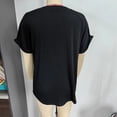 thumbnail image 2 of Top con botones y cuello en V para mujer, blusa holgada informal elegante de manga corta de color liso para trabajo de oficina, color negro XXL, 2 of 3