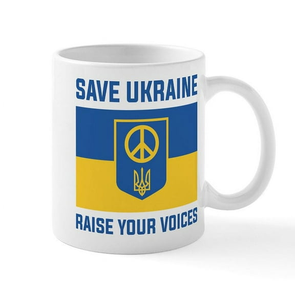 CafePress - Save Ukraine Raise Your Voices - 11 oz Ceramic Mug - Novelty Coffee Tea Cup