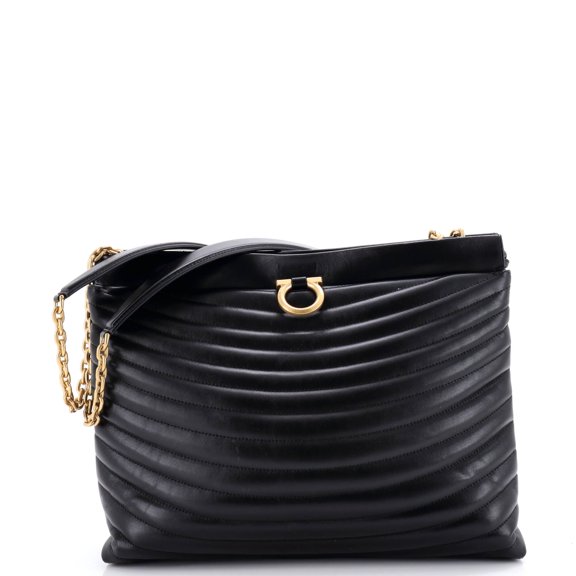 Pre-Owned Gancini Drawstring Chain Tote Quilted Leather Medium By Rebag