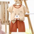 thumbnail image 2 of KPOPLK Toddler Infant Baby Boy Outfits Crewneck Short Sleeve Tee Casual Rolled Shorts 2 Pieces Summer Clothes(4-5 Years,Brown), 2 of 5