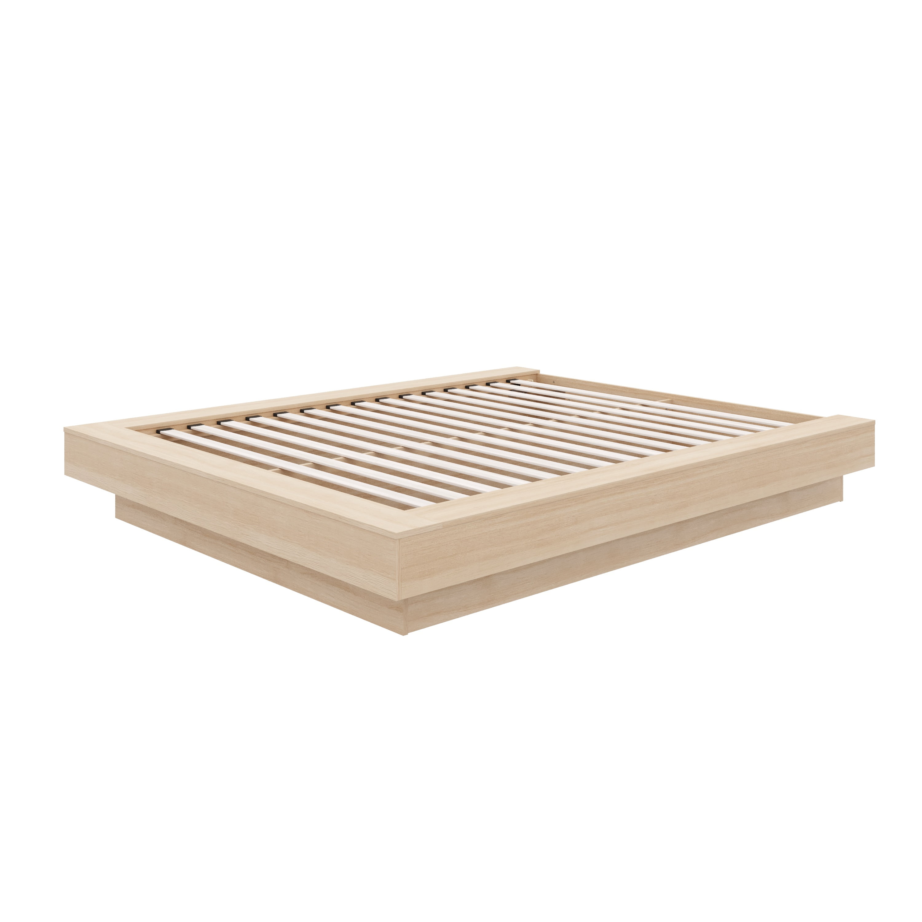 Nexera Marconi King Size Platform Wood Bed Frame, Natural Blonde Oak