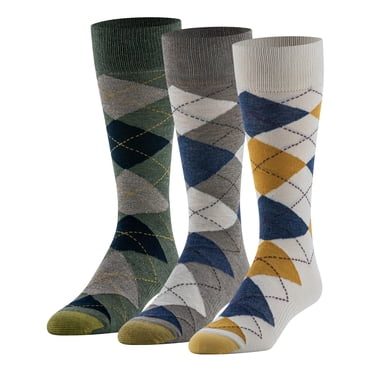 GOLDTOE Edition Mens Dress Argyle Crew Socks, 3-Pack