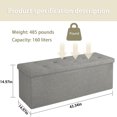 thumbnail image 6 of Storage Ottoman Bench, 43"Foldable Storage Bench with Upholstered Tufted, Storage Ottoman with Breathable Imitation Linen, Storage Ottoman Bench Footrest for Bedroom, Living Room, Entryway, Gray, 6 of 7