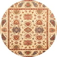 thumbnail image 1 of Ahgly Company Machine Washable Indoor Round Abstract Brown Gold Area Rugs, 6' Round, 1 of 7
