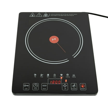 Portable Electric Cooktop, Induction Cooktop with 8-Stage Power Adjustment, Microcrystalline Panel Countertop Burner with 7 Preset Buttons, LED Screen & Touch Buttons & Kids Lock & Timer 1800W
