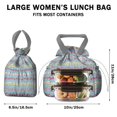 thumbnail image 5 of Pioneer Flower Drawstring Lunch Bag Women - Drawstring Lunch Bag Insulated for Work Office - Stain-Resistant Large Lunchbags for Women with Multi-Pockets, 5 of 6