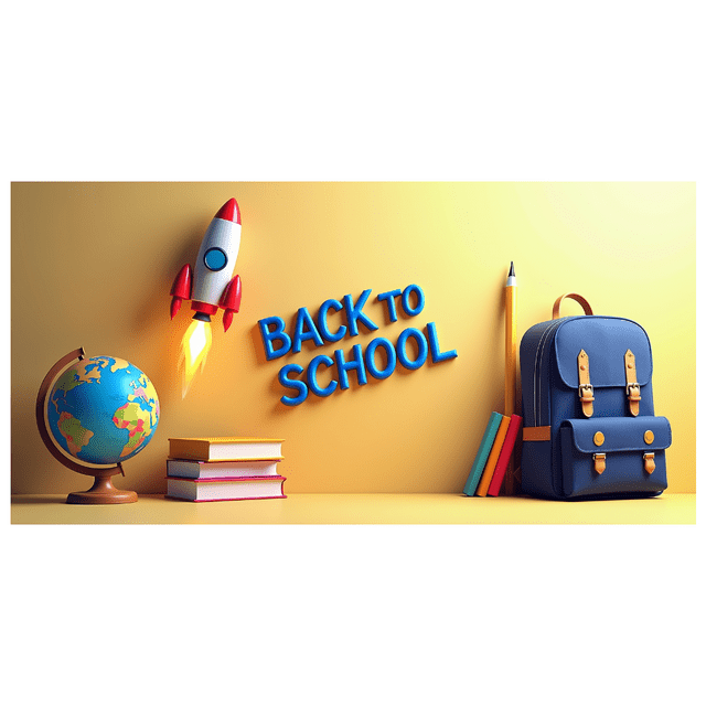 Colorful Back to School Themed Banner with Rocket Pencil and Backpack Elements Background Party Decors for Classroom Decor School Event Photo Booth Supplies Backdrop