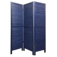 thumbnail image 2 of 3 Panel Foldable Wooden Shutter Screen with Straight Legs, Blue- Saltoro Sherpi, 2 of 6