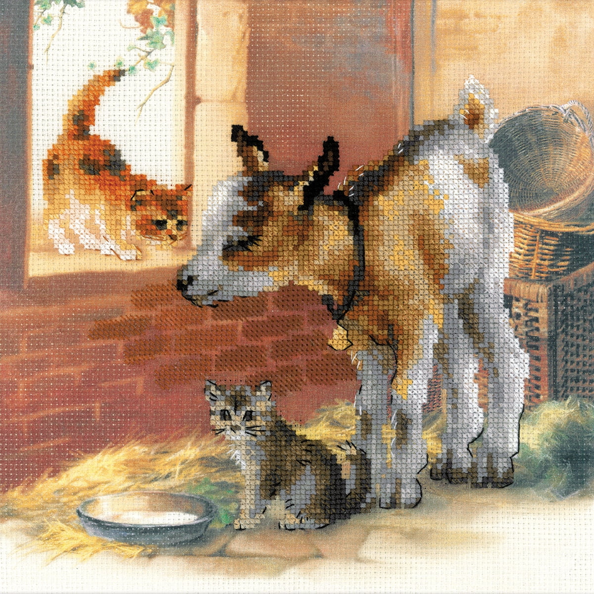 RIOLIS Stamped Cross Stitch Kit 11.75"X11.75"Goatling & Kitten (10