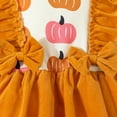 thumbnail image 5 of Jkety Halloween Clothes Toddler Girl Kids Toddler Baby Girl Halloween Outfit Puff Sleeve Pumpkin Embroidery Plaid Smocked Dress Infant Fall Party Dress(Yellow,3-6 Months), 5 of 7