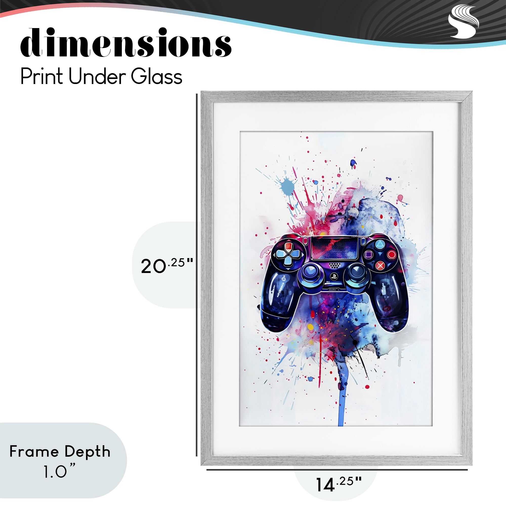 Stupell Industries Burst of Color Controller Gray Framed Print Under Glass, design by Creative Studio