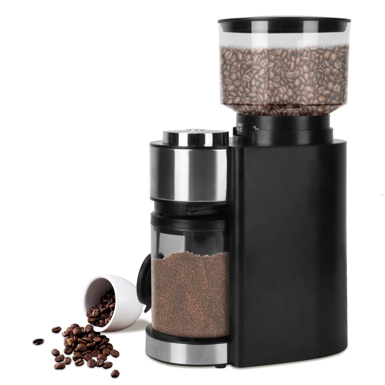 Conical Burr Coffee Grinder, Electric Espresso Coffee Bean Grinder for Home, 25 Precise Grind Settings, for Drip Percolator French Press Espresso Cold Brew Pour Over, Black