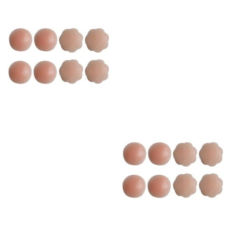 

8 Pairs Reusable Self Adhesive Silicone Breast Nipple Cover Round Flower Breast Pasties Stickers Boobs Natural Pads